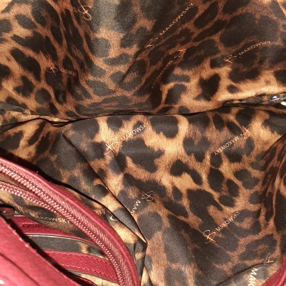 B MAKOWSKY Shoulder Tote Bag Purse Soft Leather XL. RED - Picture 9 of 14